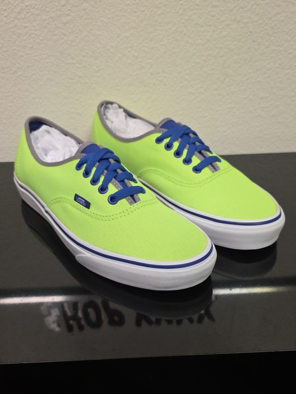 Vans Authentic Neon Green Blue Men’s 9 Women’s 10.5